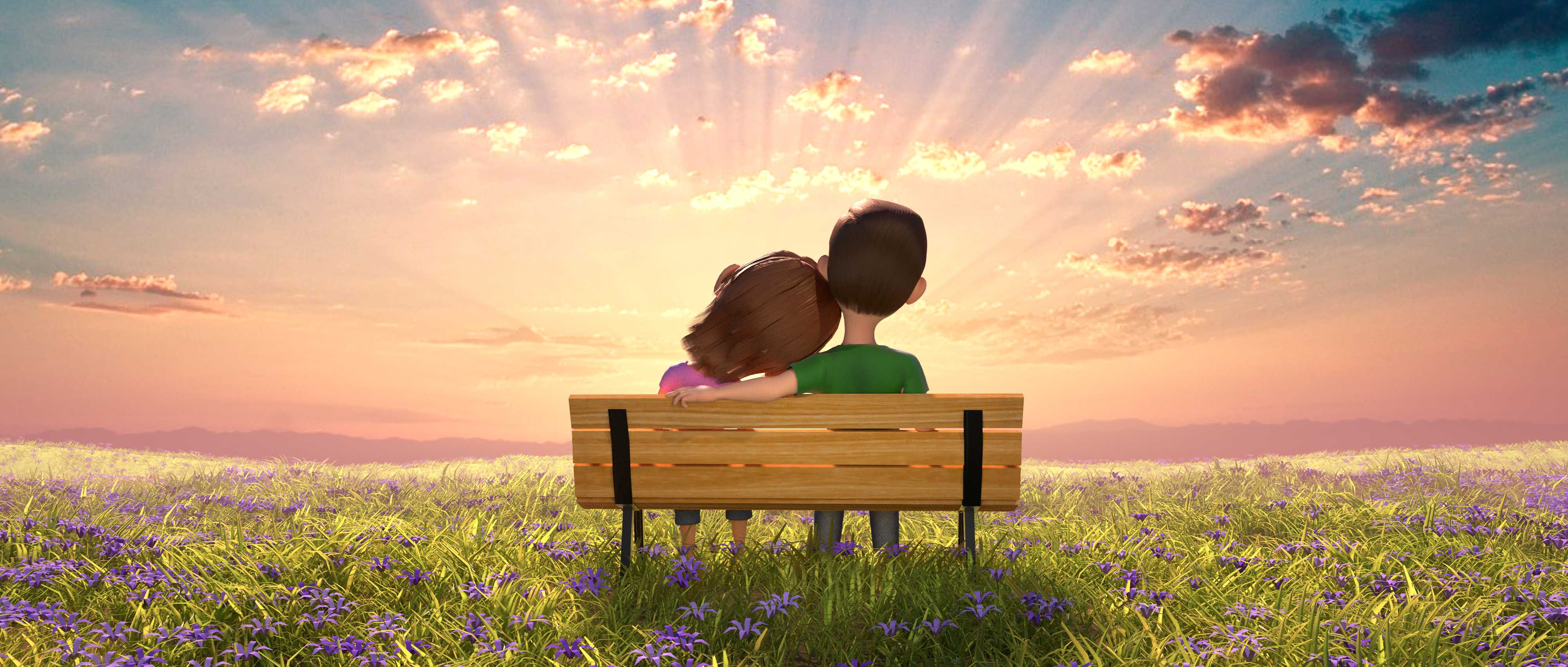 Couple Sitting on a Bench